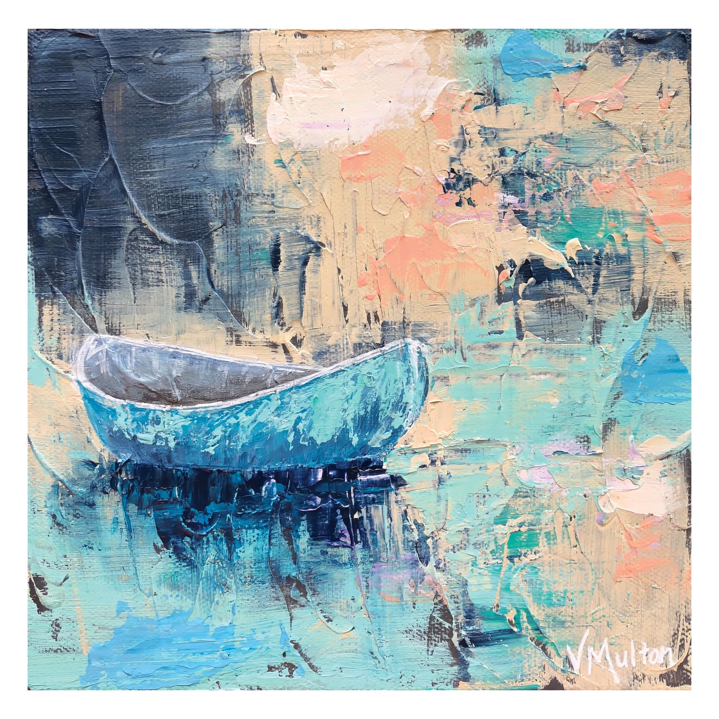 “A Day Off” Square Peaceful Boat Giclée Art Print