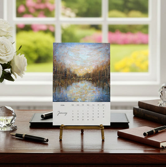 2026 Abstract Landscape Art Desktop Calendar by Vanessa Sharp Multon