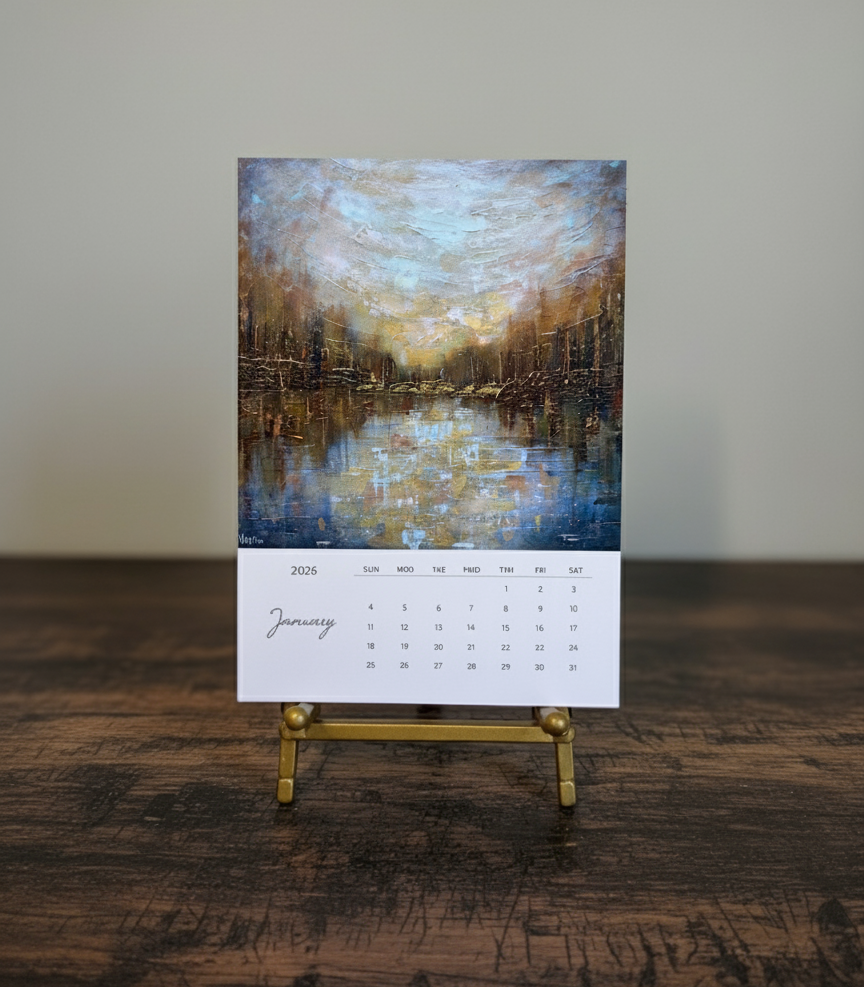 2026 Abstract Landscape Art Desktop Calendar by Vanessa Sharp Multon