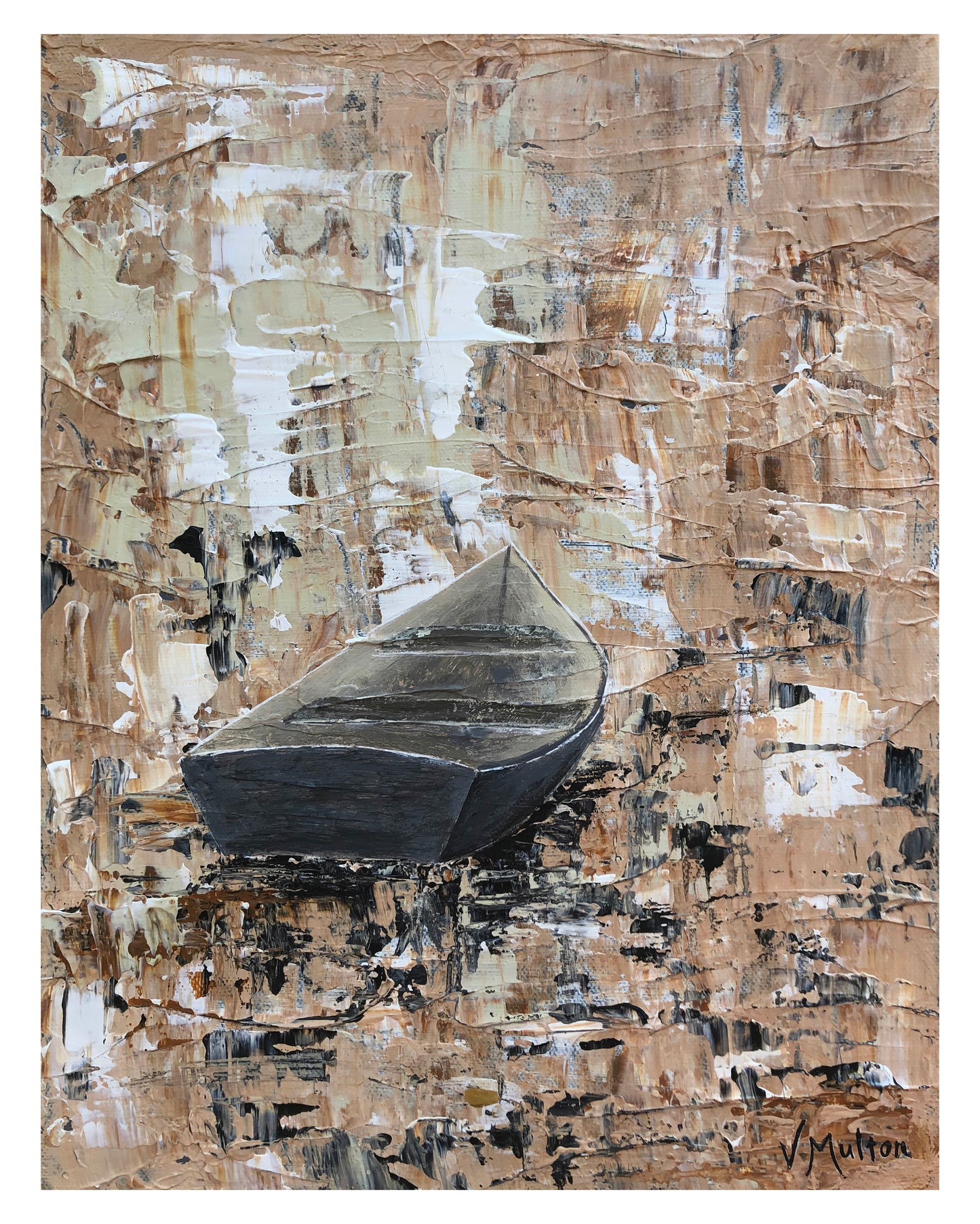 “Along the Margin of the Bay" Peaceful Lake Rowboat Giclée Art Print