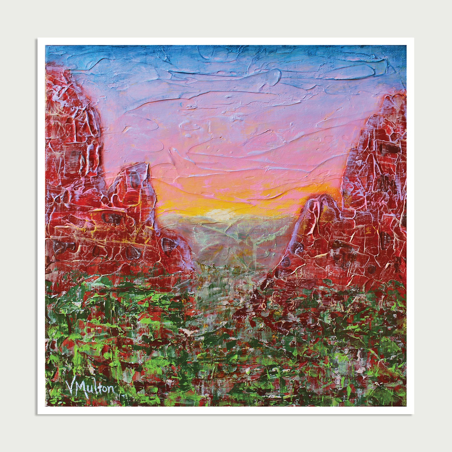 “Blazing Red Rocks” Square Arizona Landscape Giclée Art Print