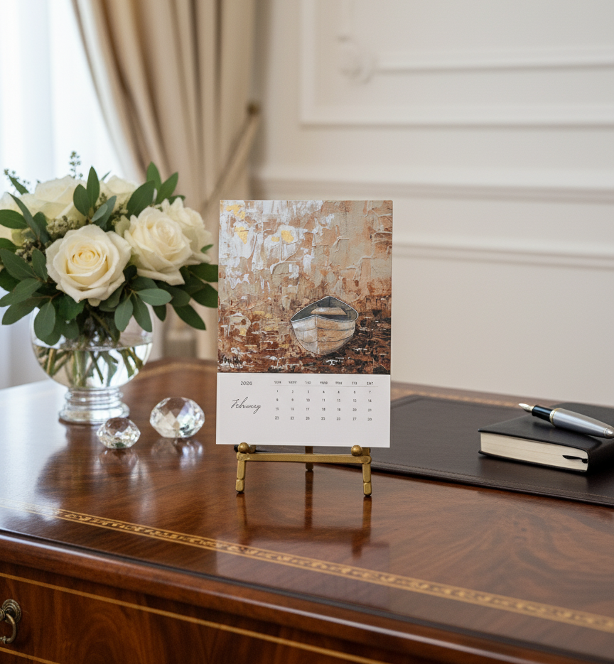2026 Boat Art Desktop Calendar by Vanessa Sharp Multon