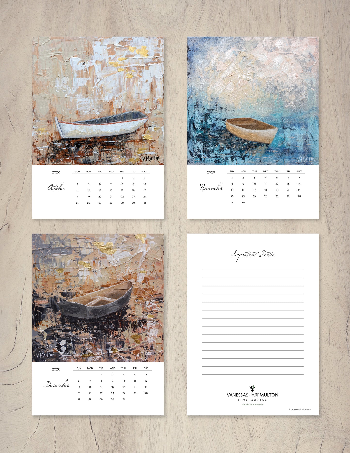 2026 Boat Art Desktop Calendar by Vanessa Sharp Multon
