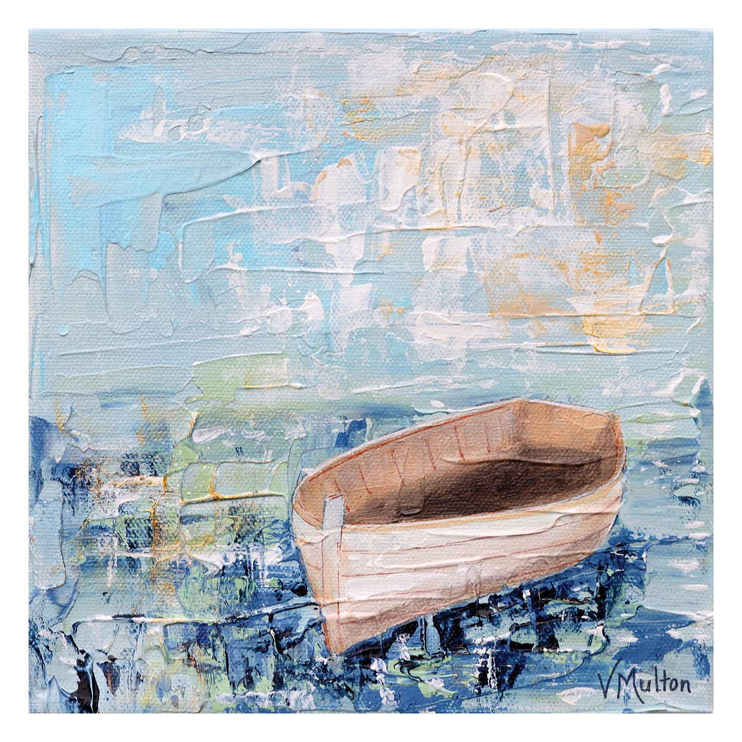 “Harmony” Square Peaceful Boat Giclée Art Print