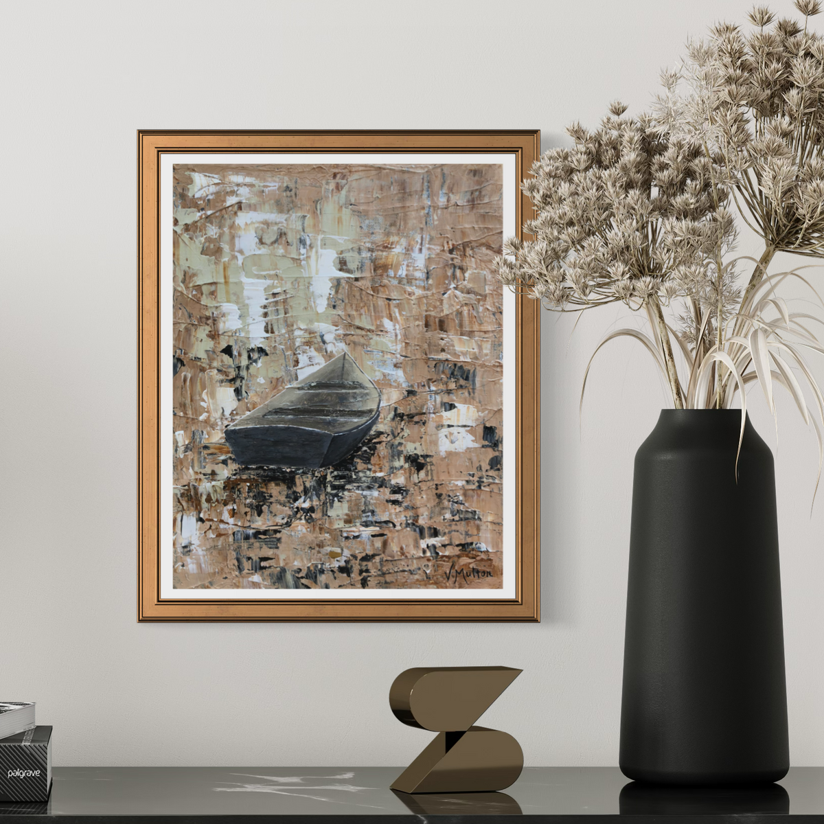 “Along the Margin of the Bay" Peaceful Lake Rowboat Giclée Art Print