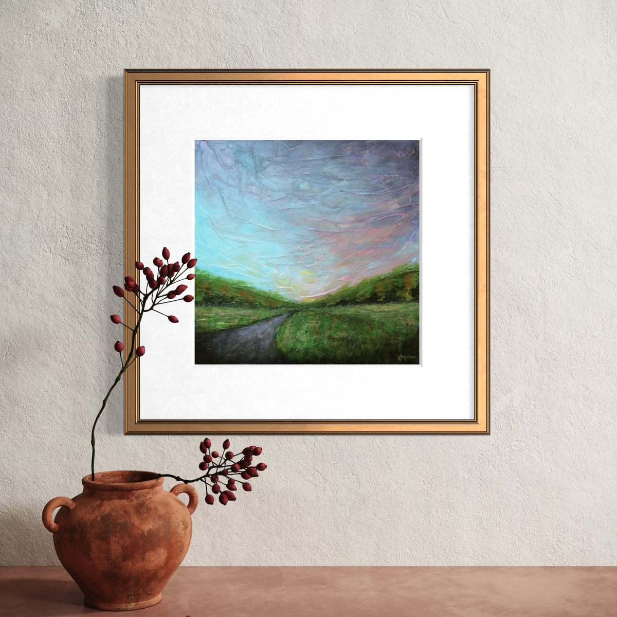 “Miles to Go” Square Abstract Landscape Giclée Art Print