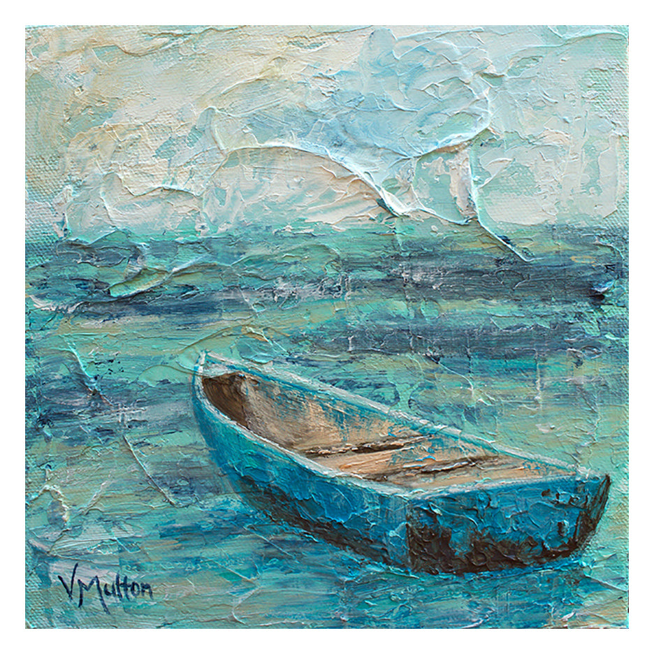 “Steal Away” Square Turquoise Boat Giclée Art Print