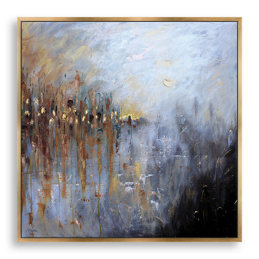 "Suspended on the Horizon" – Black and Bronze Abstract Landscape Giclée Canvas Wall Art Print