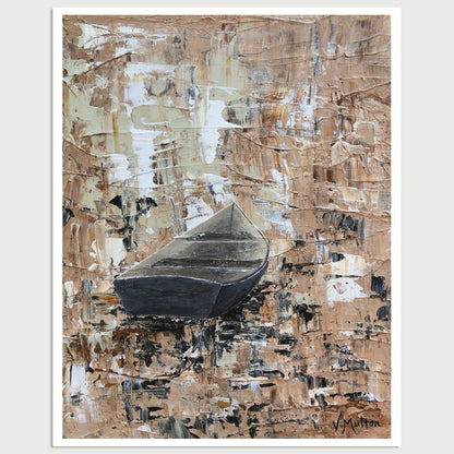“Along the Margin of the Bay" Peaceful Lake Rowboat Giclée Art Print