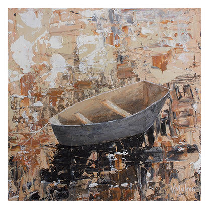“Anchored" Square Peaceful Boat Giclée Art Print