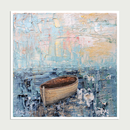 “Carry You” Square Peaceful Boat Giclée Art Print
