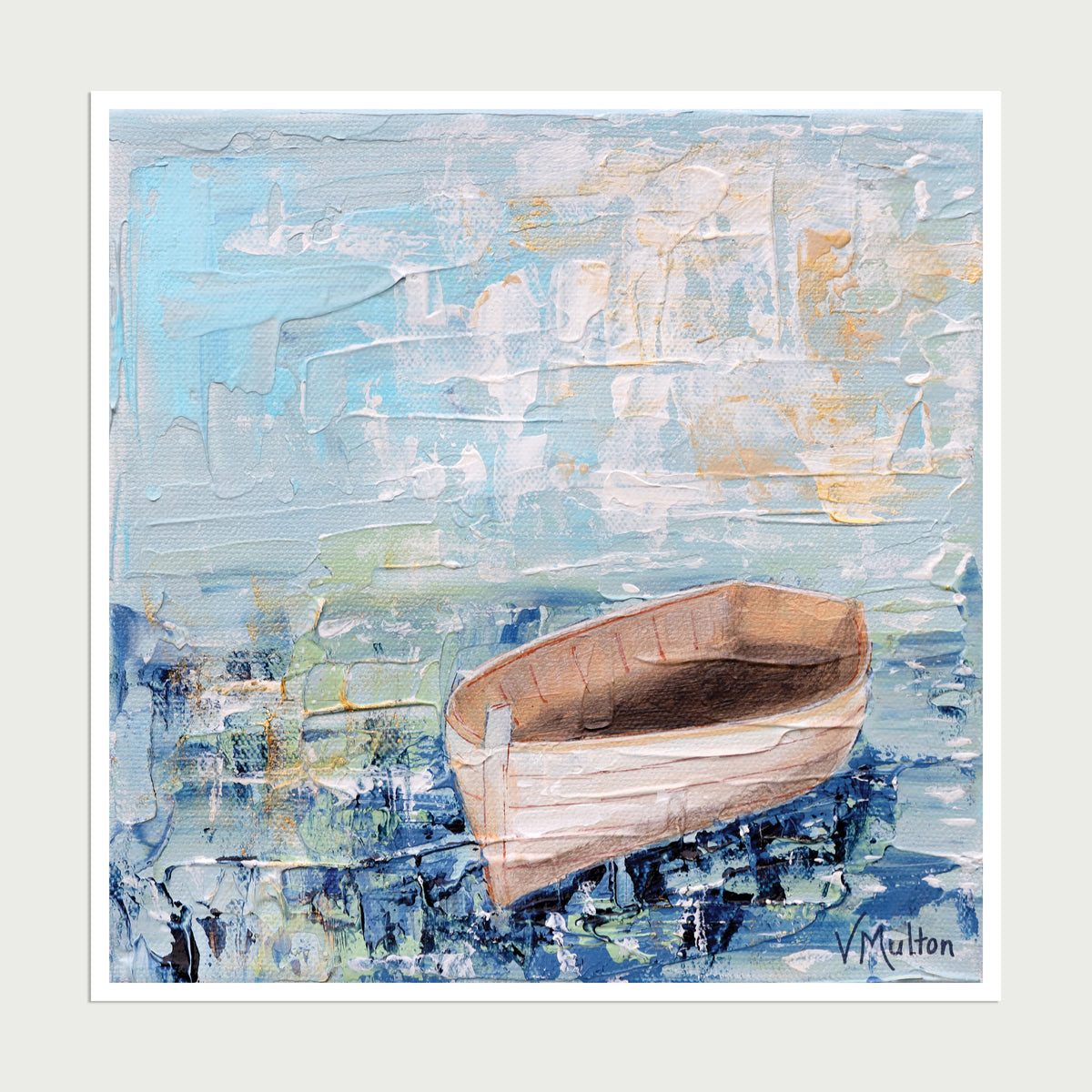 “Harmony” Square Peaceful Boat Giclée Art Print