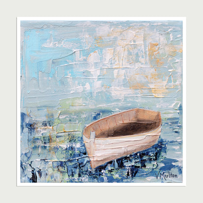 “Harmony” Square Peaceful Boat Giclée Art Print