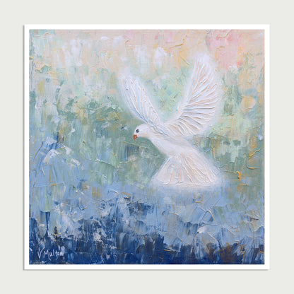“Heaven Awaits” Square Peace Dove Giclée Art Print