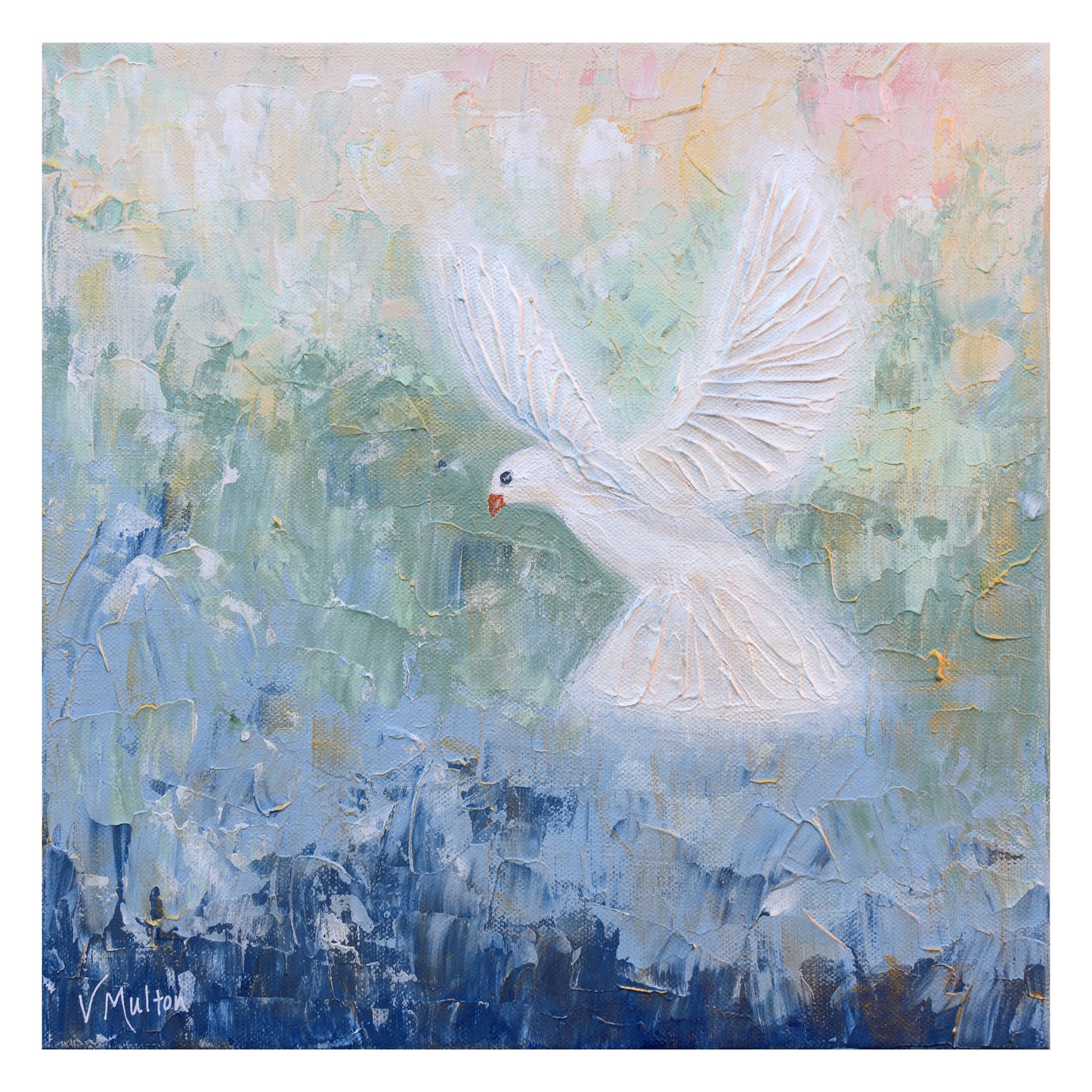 “Heaven Awaits” Square Peace Dove Giclée Art Print