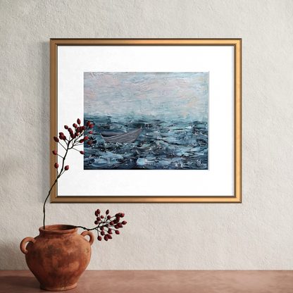 “Storm Blown I” Peaceful Boat Giclée Art Print