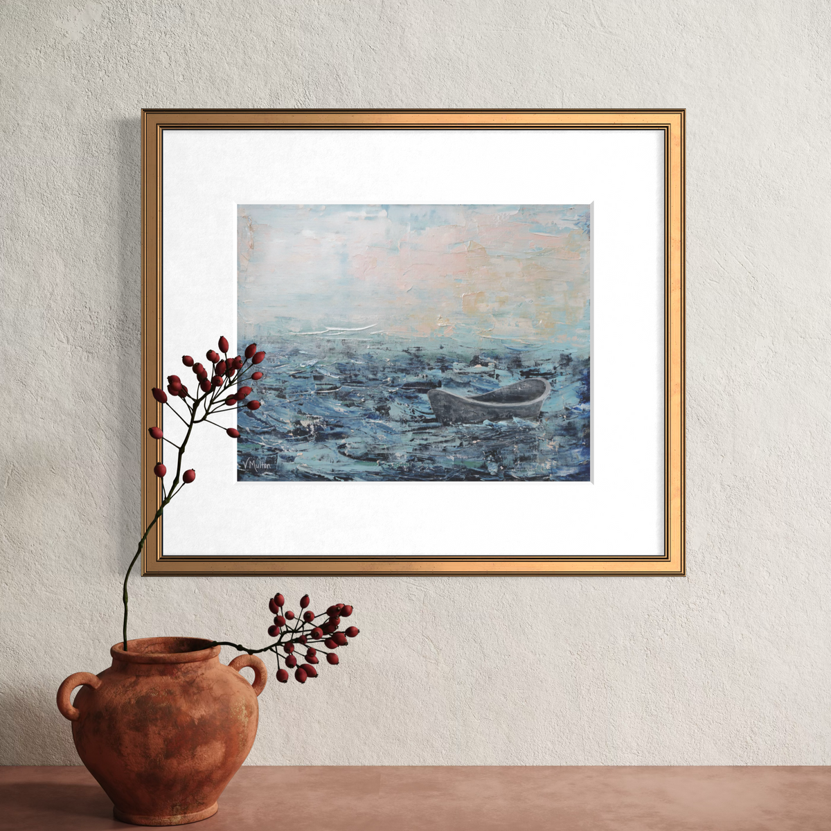 “Storm Blown II” Peaceful Boat Giclée Art Print