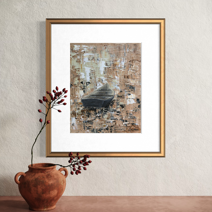 “Along the Margin of the Bay" Peaceful Lake Rowboat Giclée Art Print