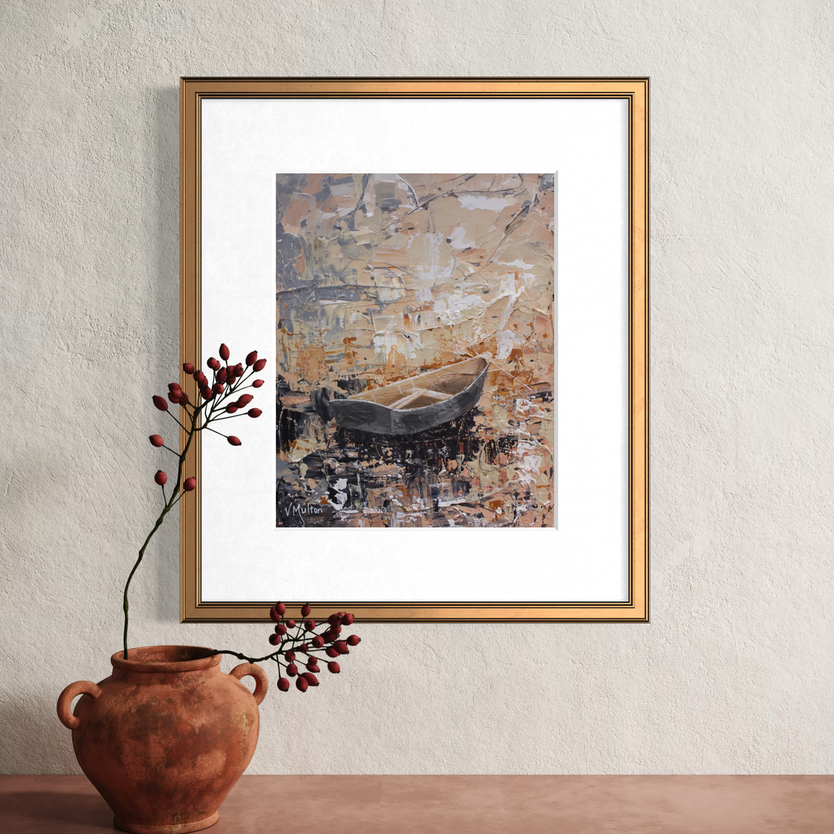 “Let's Row" Peaceful Lake Rowboat Giclée Art Print