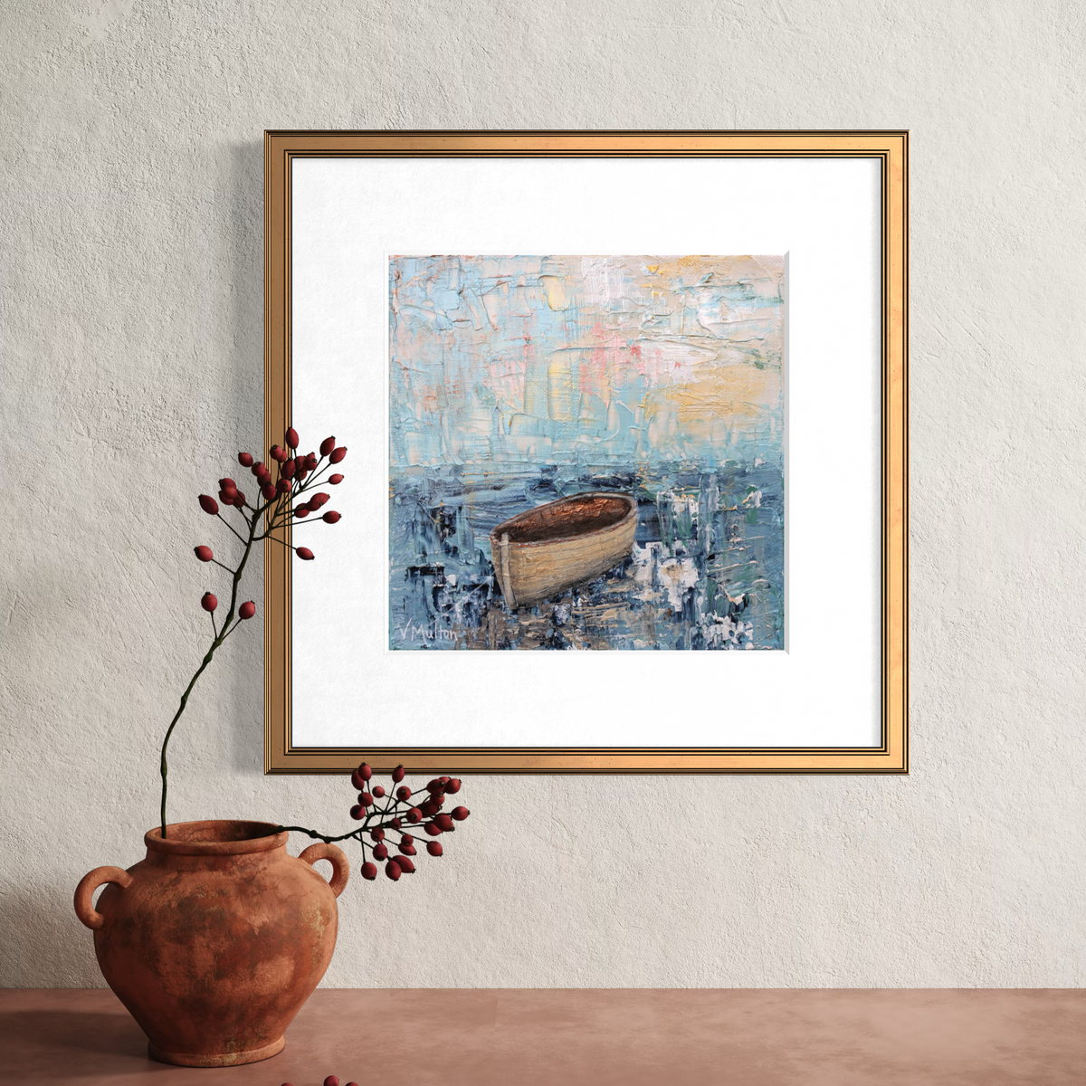 “Carry You” Square Peaceful Boat Giclée Art Print