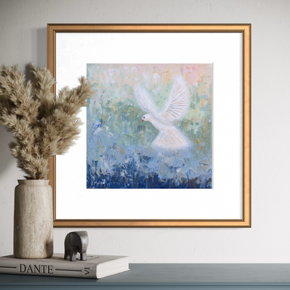 “Heaven Awaits” Square Peace Dove Giclée Art Print