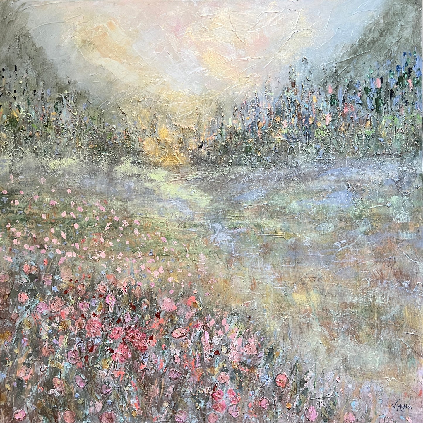 Petals Drift on a Breeze | 36 x 36