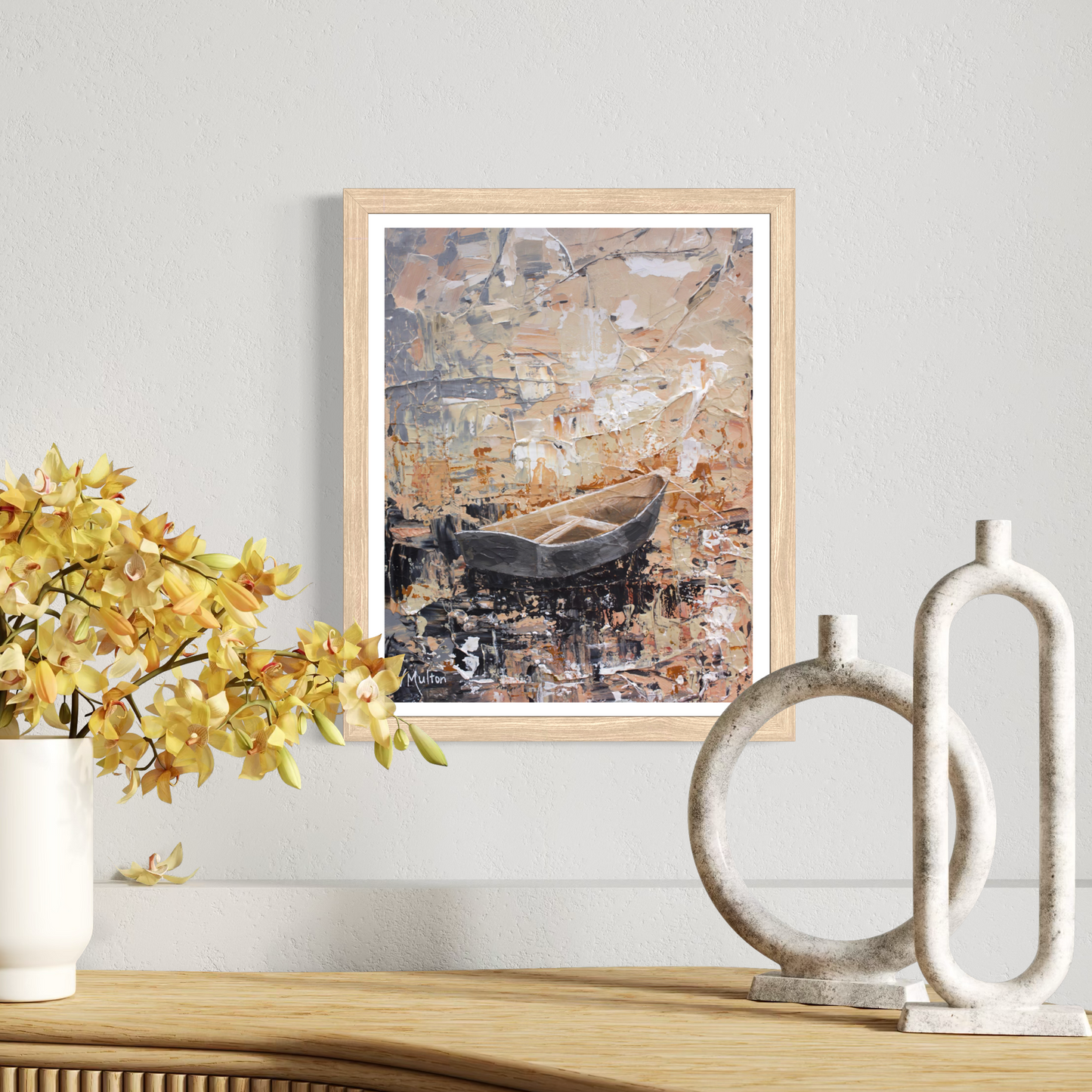 “Let's Row" Peaceful Lake Rowboat Giclée Art Print