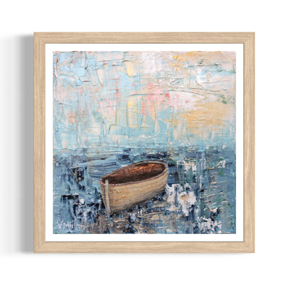 “Carry You” Square Peaceful Boat Giclée Art Print