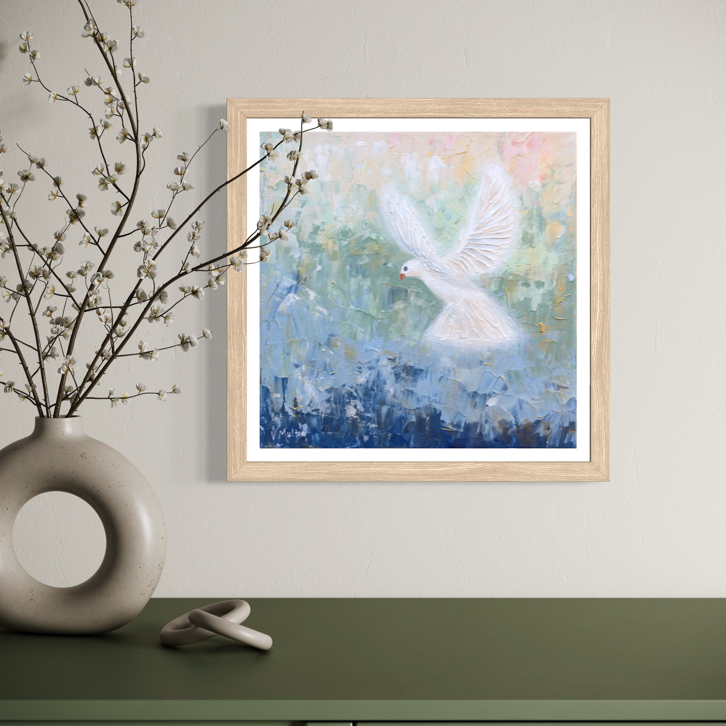 “Heaven Awaits” Square Peace Dove Giclée Art Print