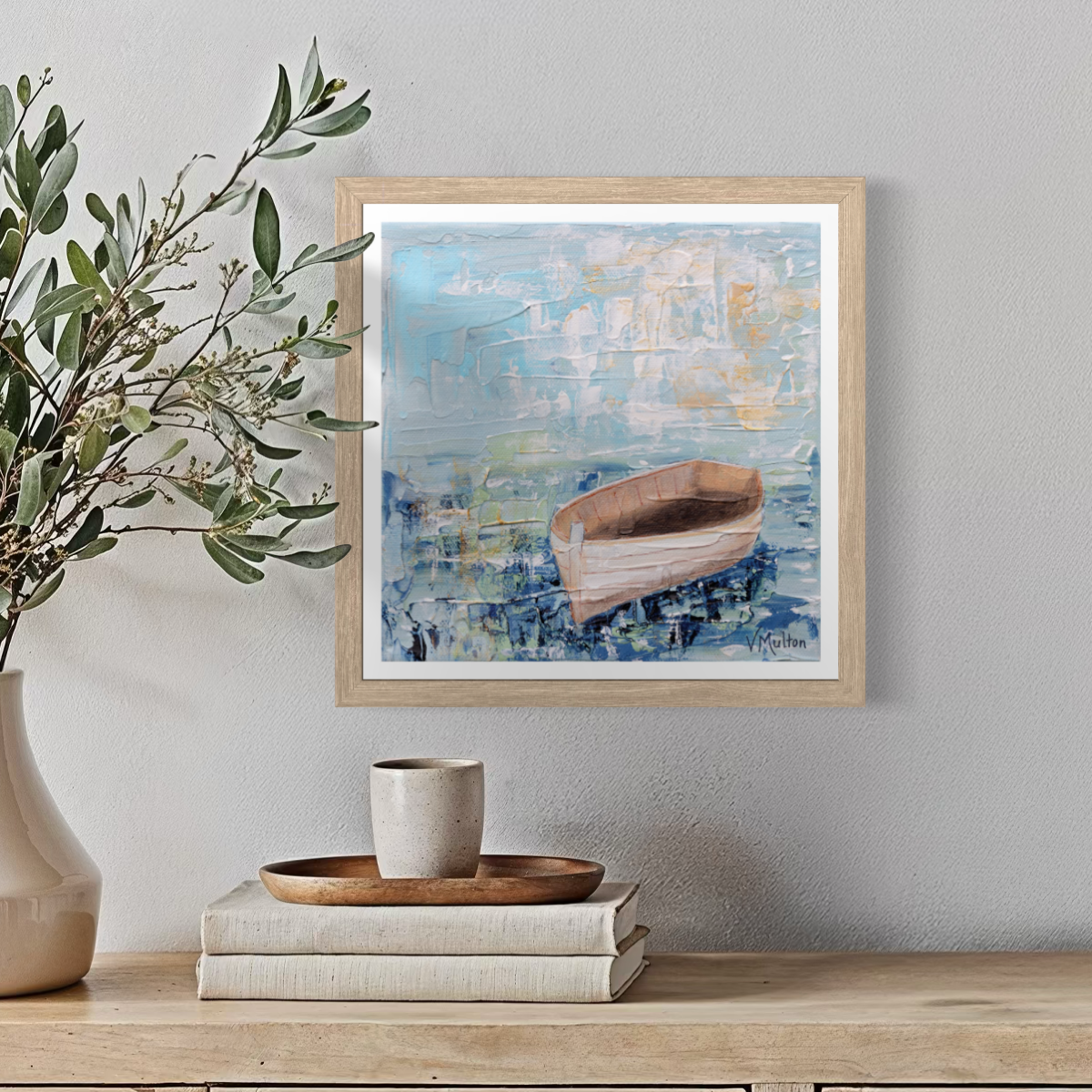 “Harmony” Square Peaceful Boat Giclée Art Print