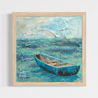 “Steal Away” Square Turquoise Boat Giclée Art Print