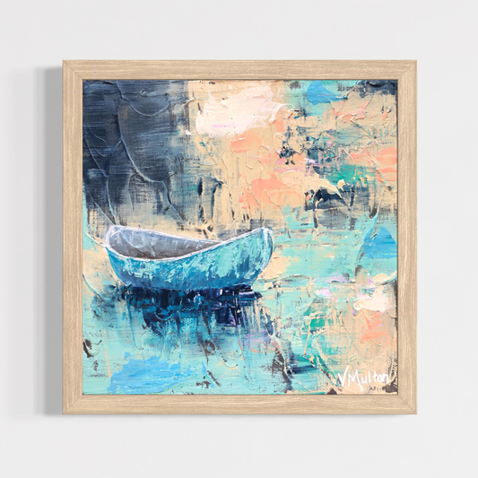 “A Day Off” Square Peaceful Boat Giclée Art Print