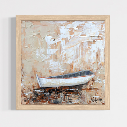 “Quest" Square Impressionist Lake Rowboat Giclée Art Print
