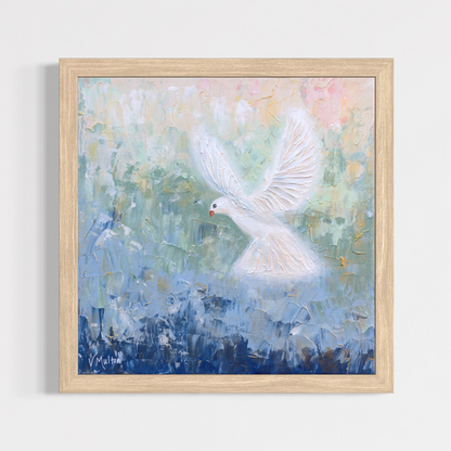 “Heaven Awaits” Square Peace Dove Giclée Art Print