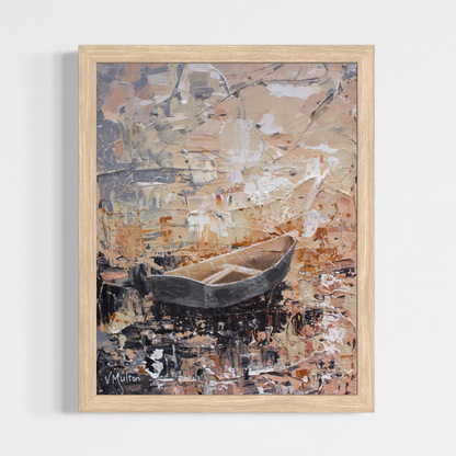 “Let's Row" Peaceful Lake Rowboat Giclée Art Print