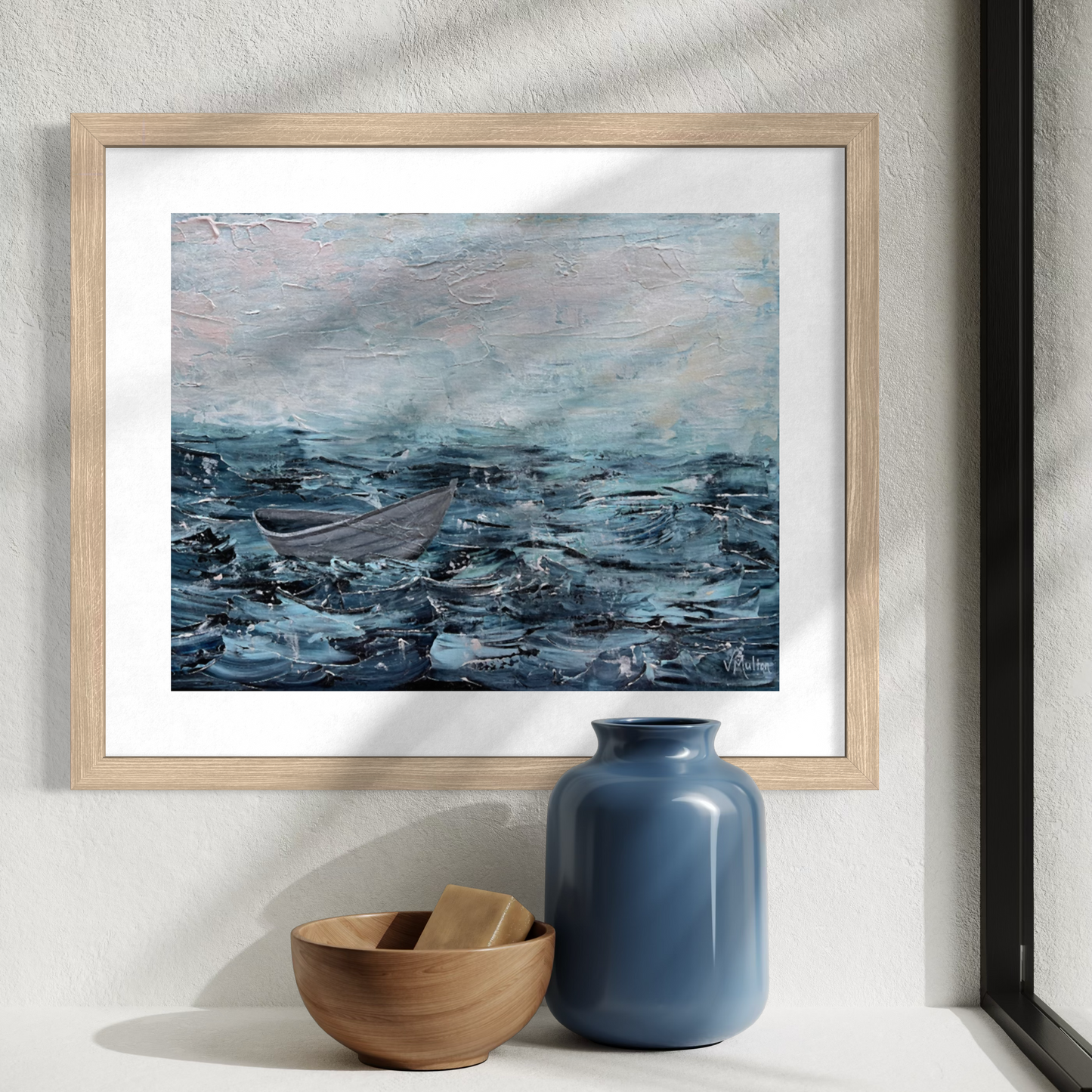 “Storm Blown I” Peaceful Boat Giclée Art Print