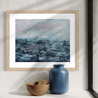 “Storm Blown I” Peaceful Boat Giclée Art Print