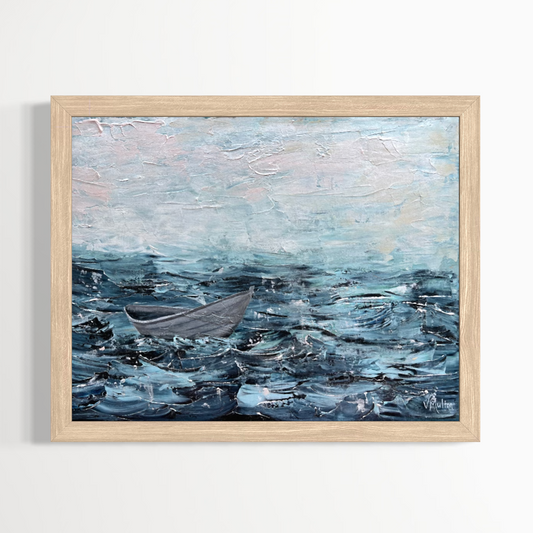 “Storm Blown I” Peaceful Boat Giclée Art Print