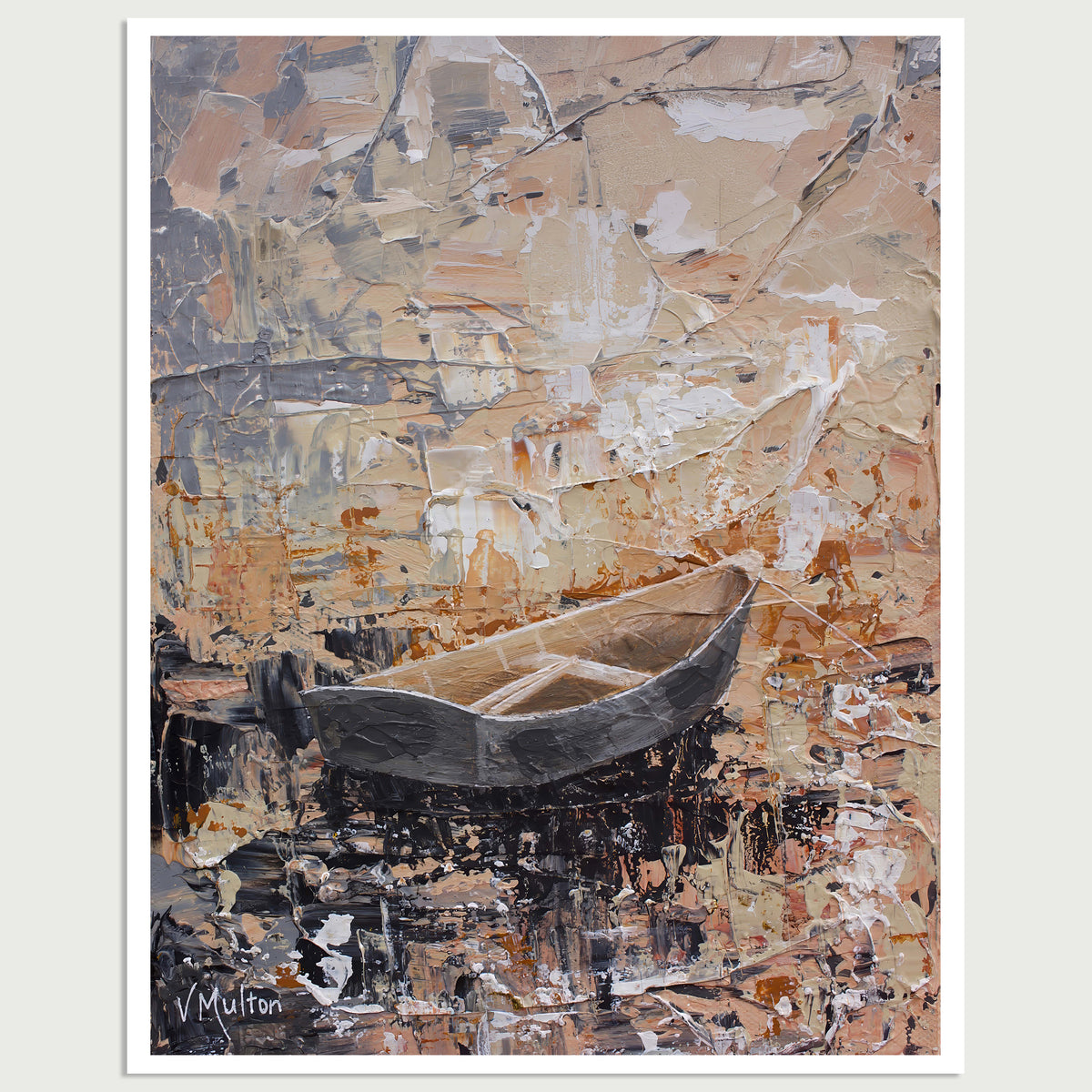 “Let's Row" Peaceful Lake Rowboat Giclée Art Print