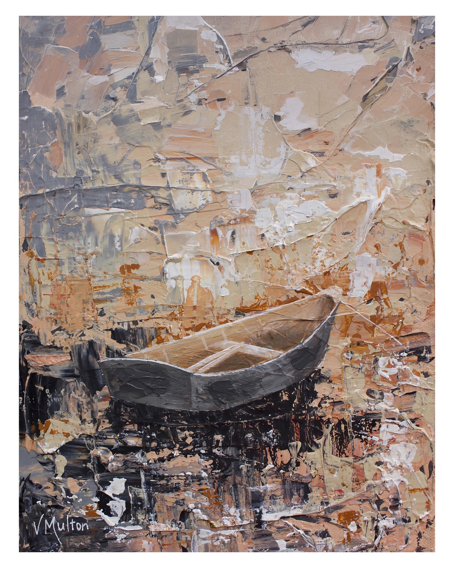 “Let's Row" Peaceful Lake Rowboat Giclée Art Print