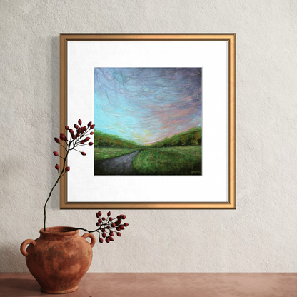 “Miles to Go” Square Abstract Landscape Giclée Art Print