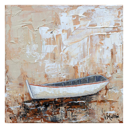 “Quest" Square Impressionist Lake Rowboat Giclée Art Print