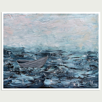 “Storm Blown I” Peaceful Boat Giclée Art Print