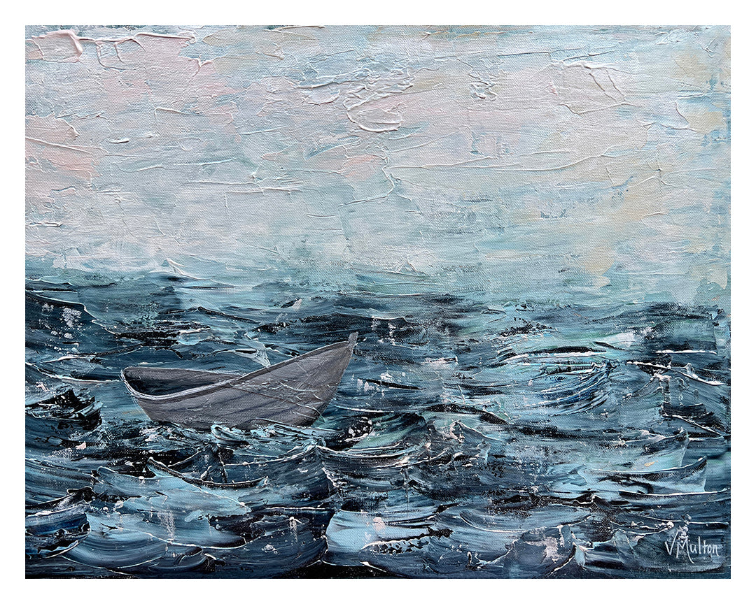 “Storm Blown I” Peaceful Boat Giclée Art Print