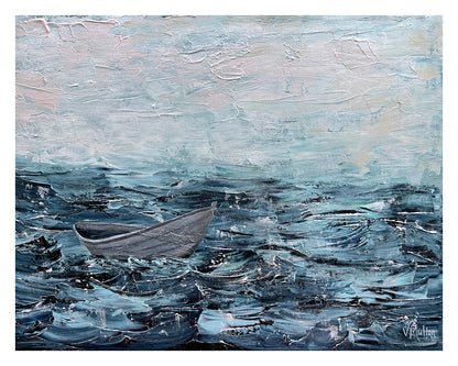 “Storm Blown I” Peaceful Boat Giclée Art Print