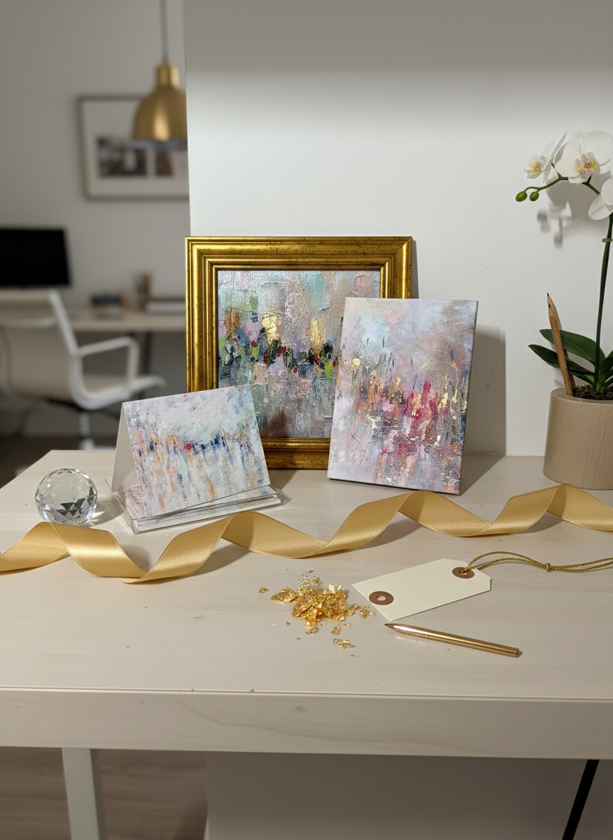 Collector’s Abstract Art Gift Box - Includes: Embellished Print, Journal & Notecards